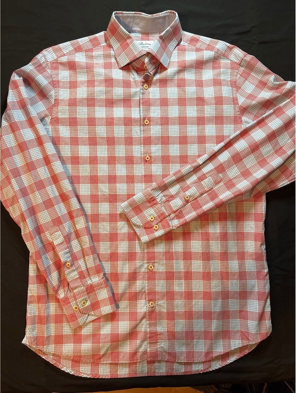 Stenströms 16/41 Fitted Body Twofold Super Cotton Red Blue Plaid Shirt